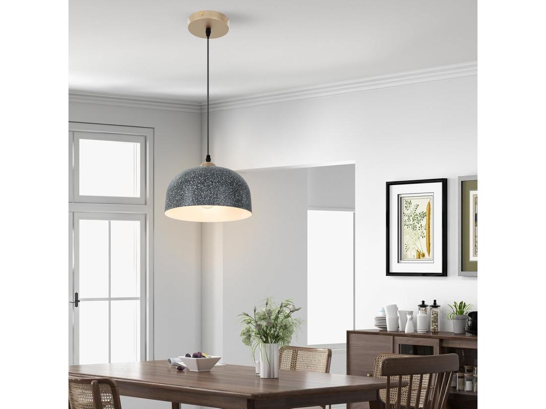 Vente Unique Lustre Suspension Moderne Plafonnier Suspendu Avec Culot D'ampoule E27 Gris Foncé