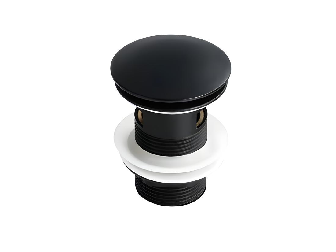vente unique LuxuryBain- Bonde de lavabo vasque evier universelle noir avec trop plein bonde Pop Up (push-up) Automatique