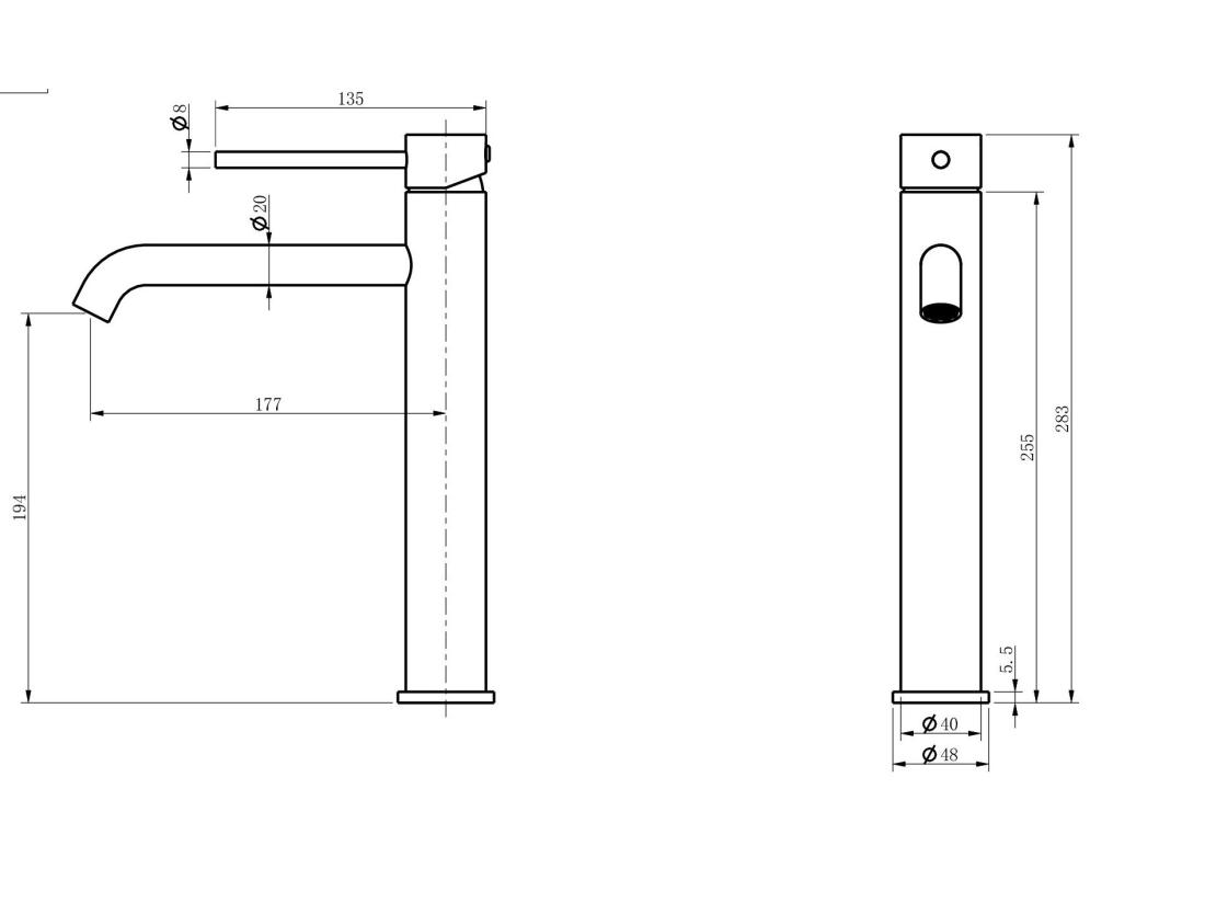 Vente Unique LuxuryBain- Grand Mitigeur Robinet De Lavabo Pour Salle De Bain Réhaussé Design Et Moderne (Noir)