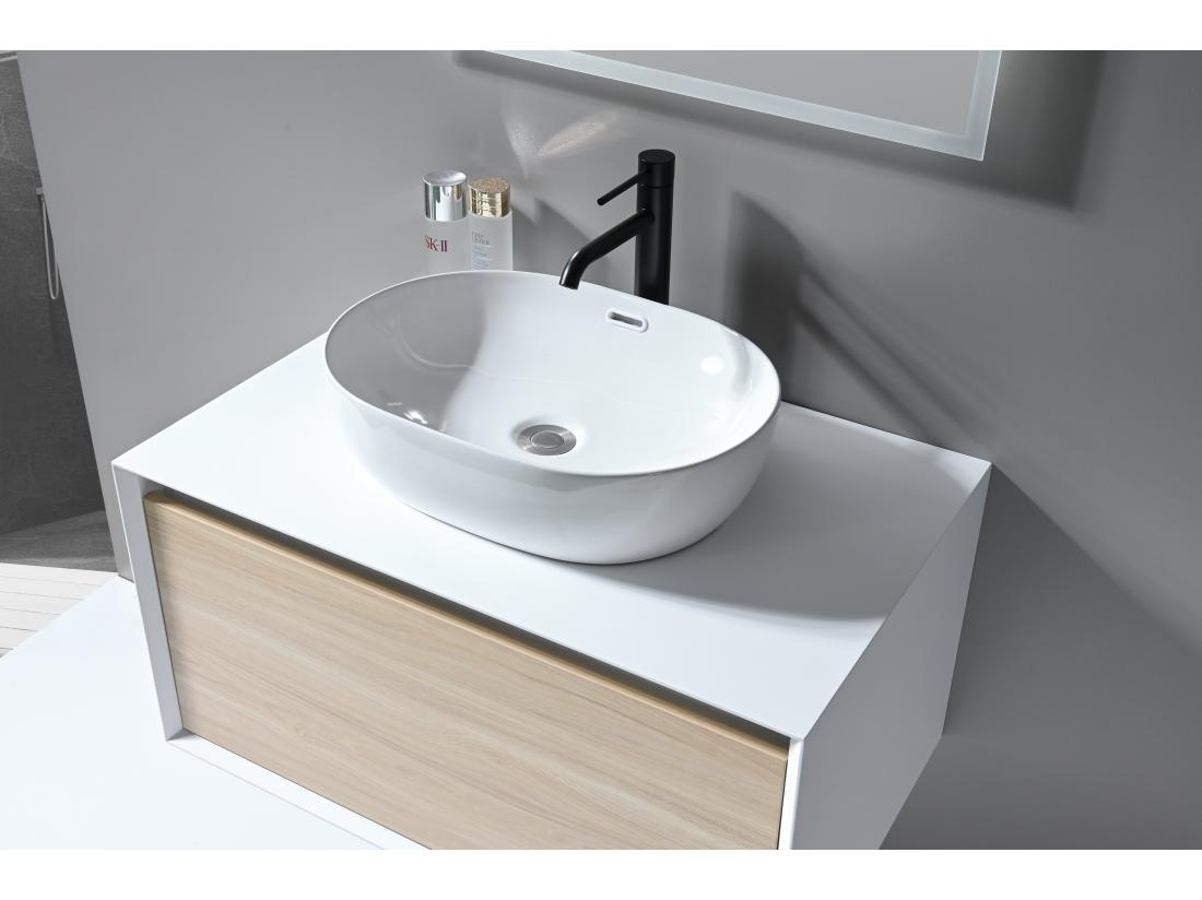 Vente Unique LuxuryBain- Grand Mitigeur Robinet De Lavabo Pour Salle De Bain Réhaussé Design Et Moderne (Noir)