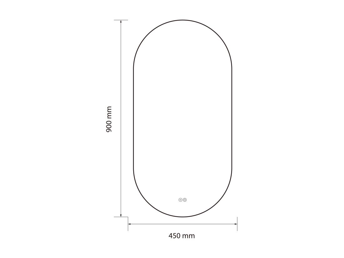 Vente Unique LuxuryBain- Miroir De Salle De Bain LED 45x90cm Ovale Anti Buée Avec Cadre En Aluminium Doré Or