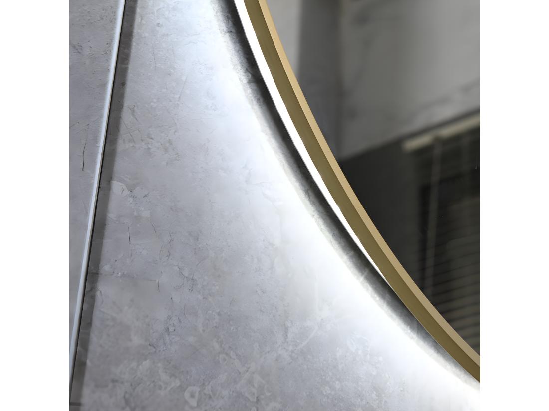 Vente Unique LuxuryBain- Miroir De Salle De Bain LED 45x90cm Ovale Anti Buée Avec Cadre En Aluminium Doré Or