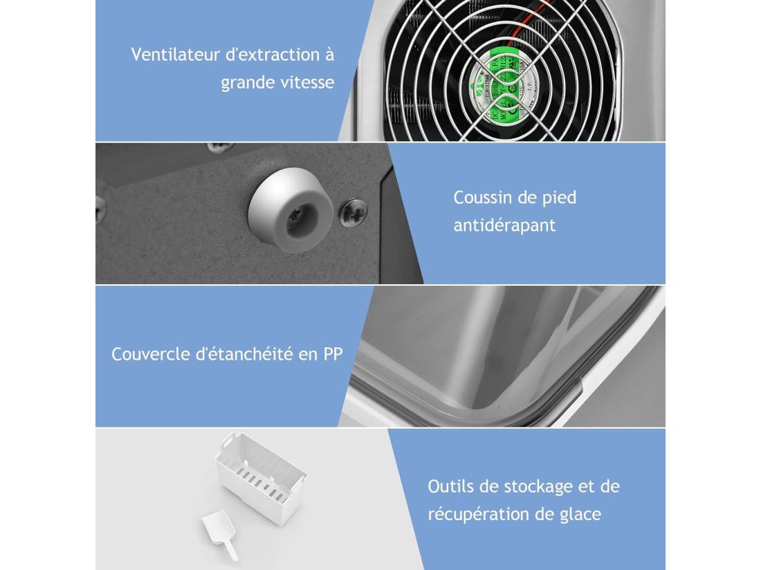 Vente Unique Machine à Glaçons 18kg/24 H Avec Emplacement De Bonbonne Ecran Lcd Minuterie Pelle Auto-nettoyage Réservoir D'eau