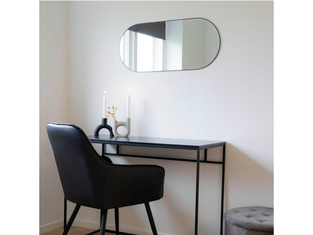 Vente Unique Madrid - Miroir Ovale En Métal 50x80cm : Couleur - Noir