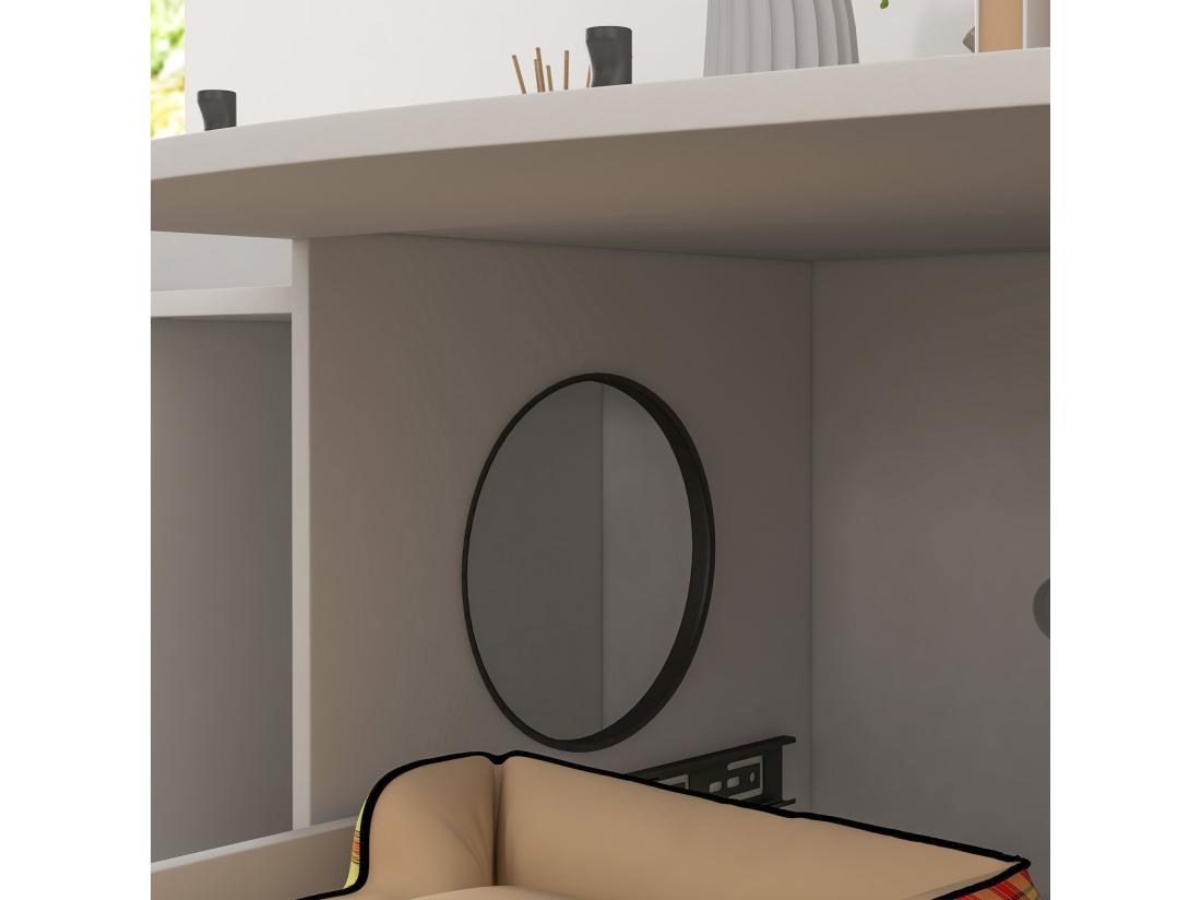 Vente Unique Maison De Toilette Pour Chat - Meuble Cache Litière - Compartiment Coulissant Aérations Tapis De Fuite - Blanc