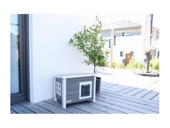 Vente Unique Maison Pour Chats Eli 57 X 45 X 43 Cm Gris Et Blanc