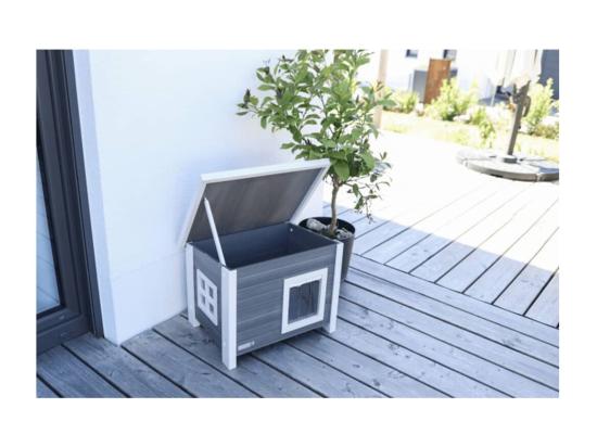 Vente Unique Maison Pour Chats Eli 57 X 45 X 43 Cm Gris Et Blanc