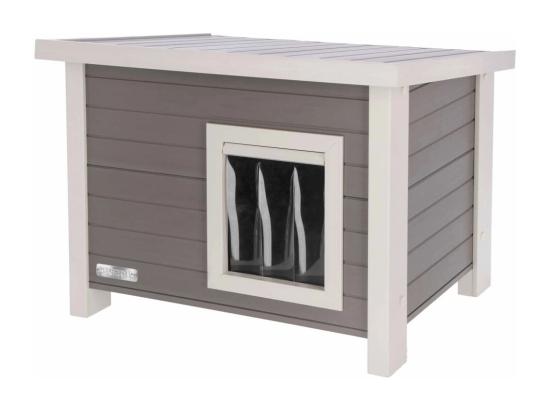 Vente Unique Maison Pour Chats Eli 57 X 45 X 43 Cm Gris Et Blanc