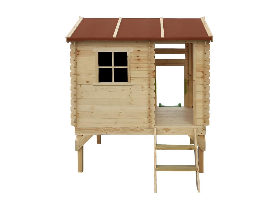 Vente Unique Maisonnette En Bois Avec Toboggan - 82x146xH205cm/1.1m2 - Timbela M501C