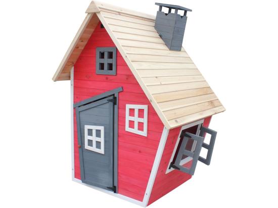 Vente Unique Maisonnette "Lilou" - 119.5 X 156 X 102 Cm - Rouge/Gris