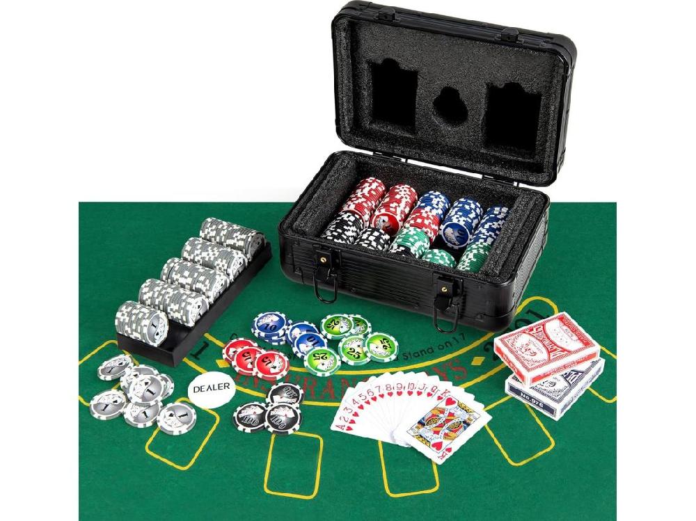 vente unique Mallette de Poker en Aluminium avec 300 Jetons & 2 Jeux de Cartes Coffret de Poker Verrouillable avec 1 Dealer & Tapis en Feutre & 2 Clés pour Casino Fête Voyage