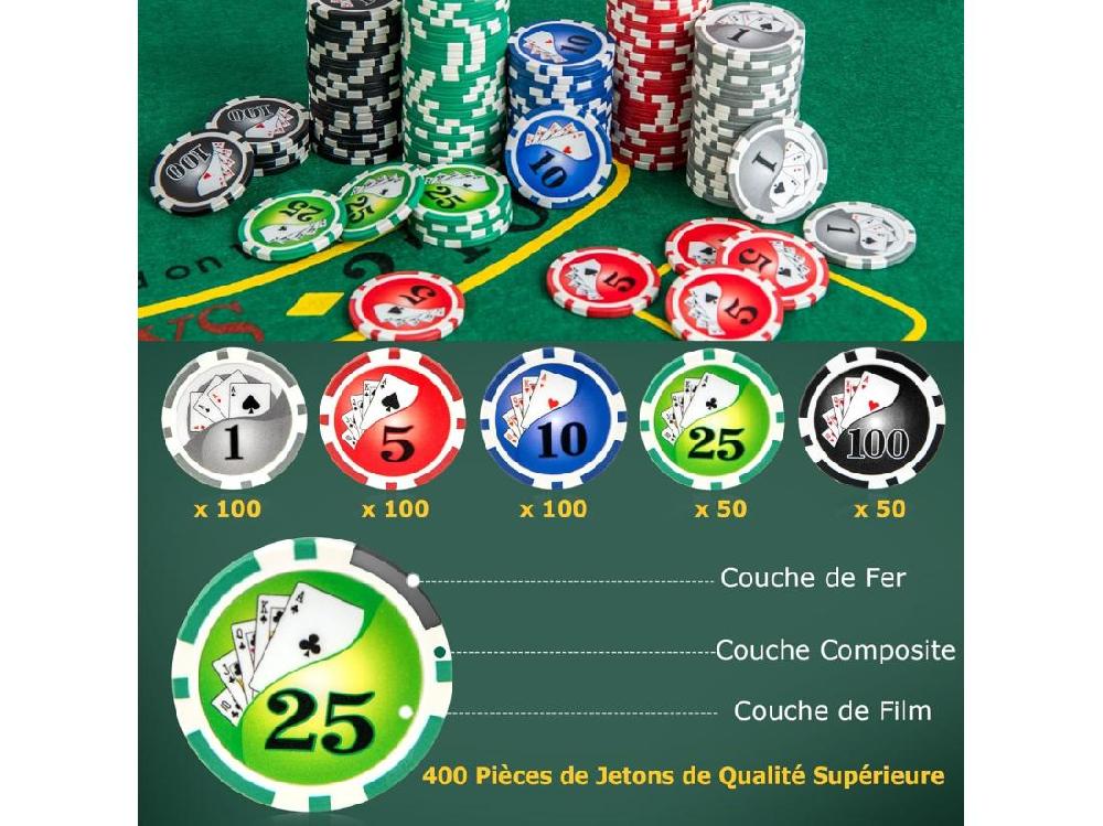 Vente Unique Mallette De Poker En Aluminium Avec 400 Jetons & 2 Jeux De Cartes & 5 Dés Coffret De Poker Verrouillable Avec 1 Dealer & Tapis En Feutre & 2 Clés