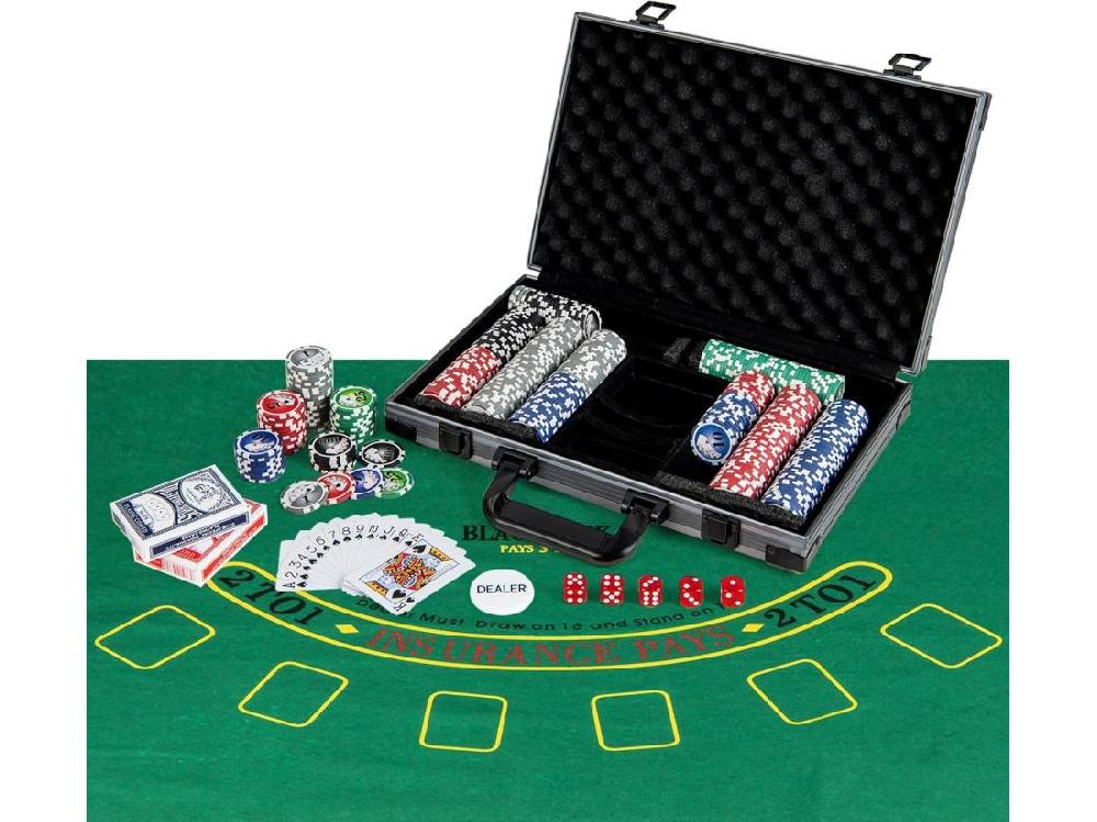 vente unique Mallette de Poker en Aluminium avec 400 Jetons & 2 Jeux de Cartes & 5 Dés Coffret de Poker Verrouillable avec 1 Dealer & Tapis en Feutre & 2 Clés