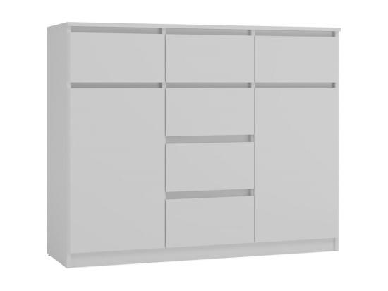 Vente Unique MALWA - Commode 6 Tiroirs Et 2 Portes - 100x120x40 - Chambre/bureau/salon - Blanc
