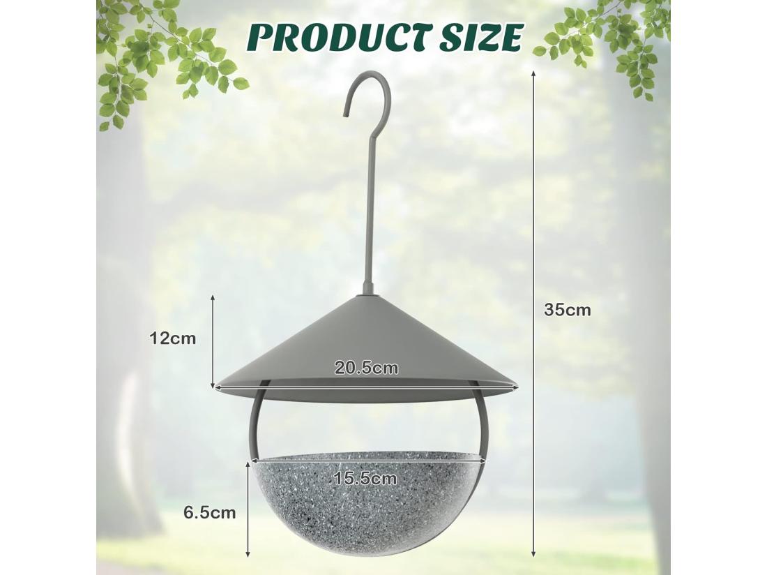 Vente Unique Mangeoire à Oiseaux Suspendue En Métal D'Extérieur 270ml