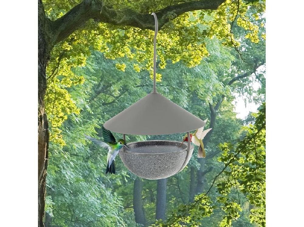 Vente Unique Mangeoire à Oiseaux Suspendue En Métal D'Extérieur 270ml