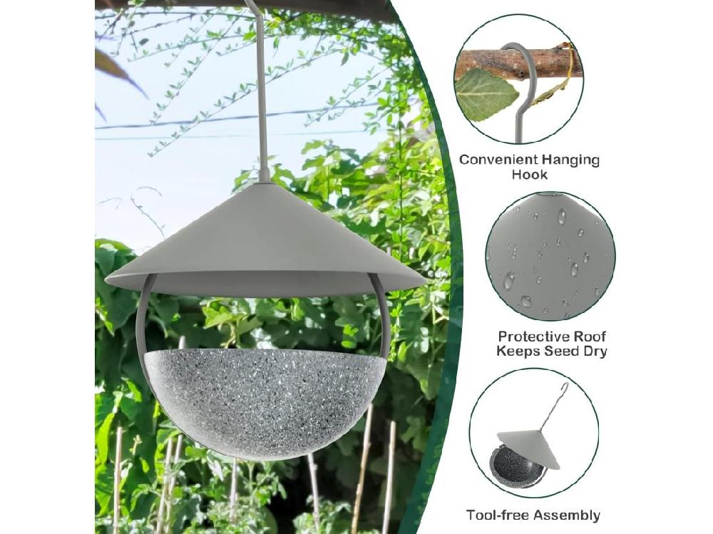 Vente Unique Mangeoire à Oiseaux Suspendue En Métal D'Extérieur 270ml
