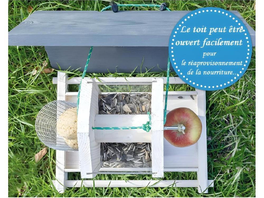 Vente Unique Mangeoire Oiseaux Extérieur à Suspendre Pour Oiseaux Sauvages Pour Jardin Balcon Distributeur De Graines«324 Cabane Gris Blanc»