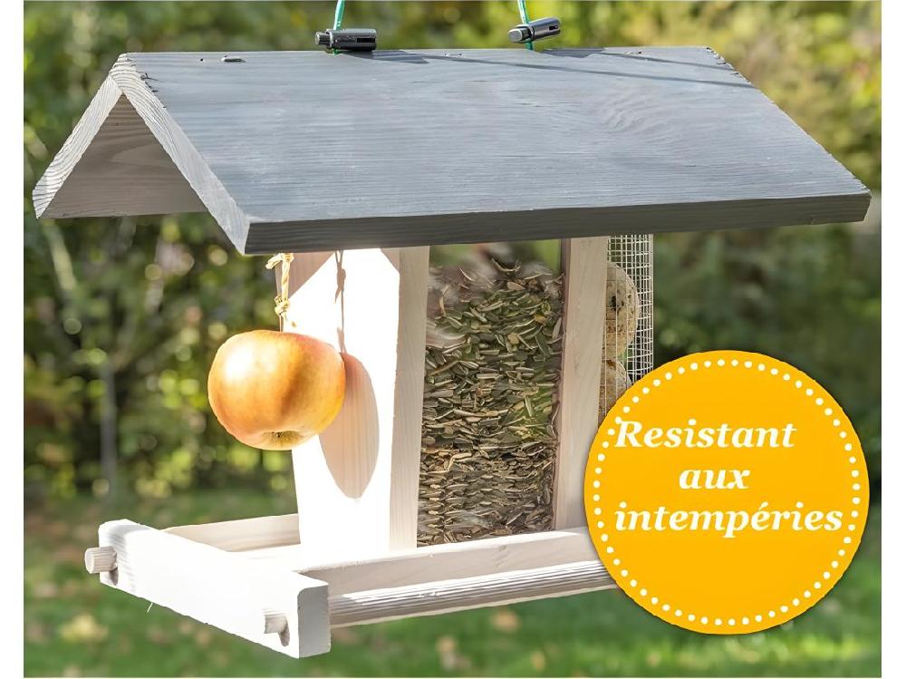Vente Unique Mangeoire Oiseaux Extérieur à Suspendre Pour Oiseaux Sauvages Pour Jardin Balcon Distributeur De Graines«324 Cabane Gris Blanc»