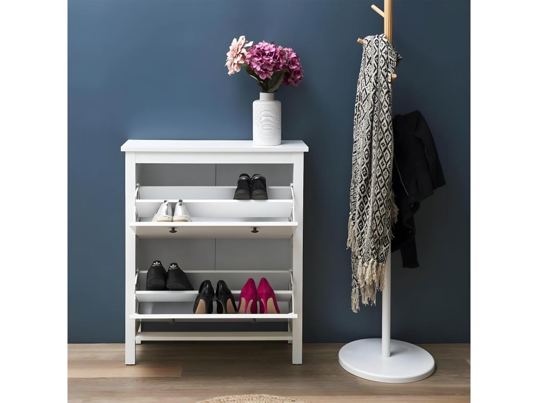 Vente Unique MARTIKA - Meuble à Chaussures 2 Portes Blanc