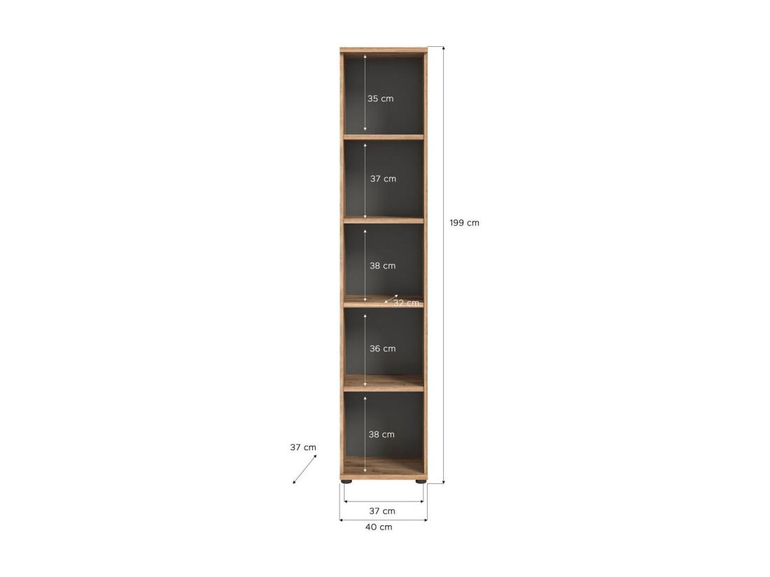 Vente Unique Mason étagère De Bureau 40cm 4 Tablettes Gris Chêne Décor