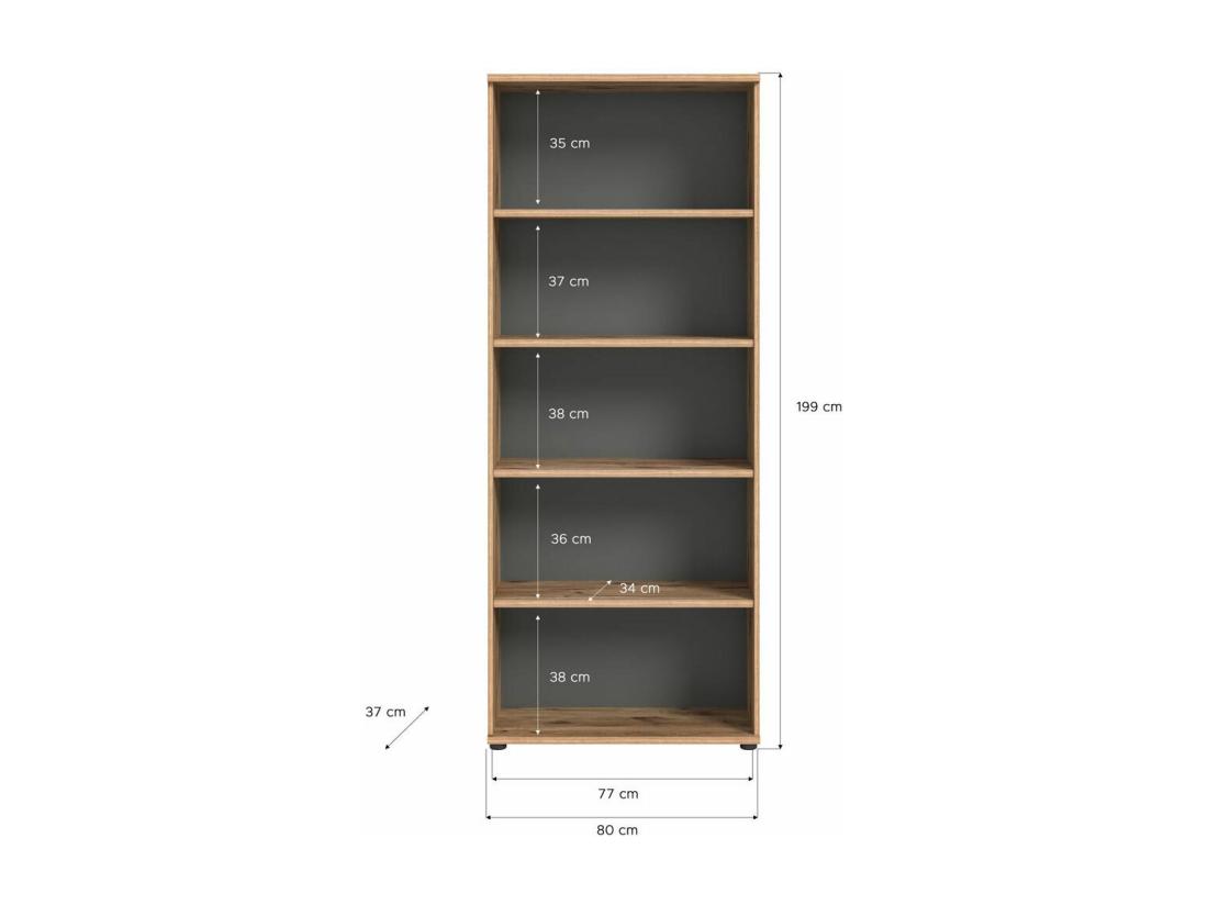 Vente Unique Mason étagère De Bureau 80cm 4 Tablettes Gris Chêne Décor