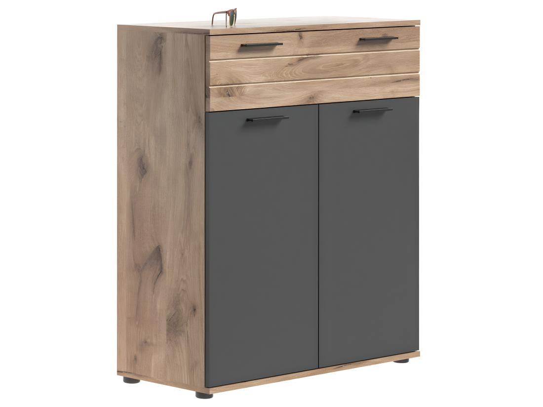 Vente Unique Mason Meuble à Chaussures 2 Portes 1 Tiroir Chêne Décor