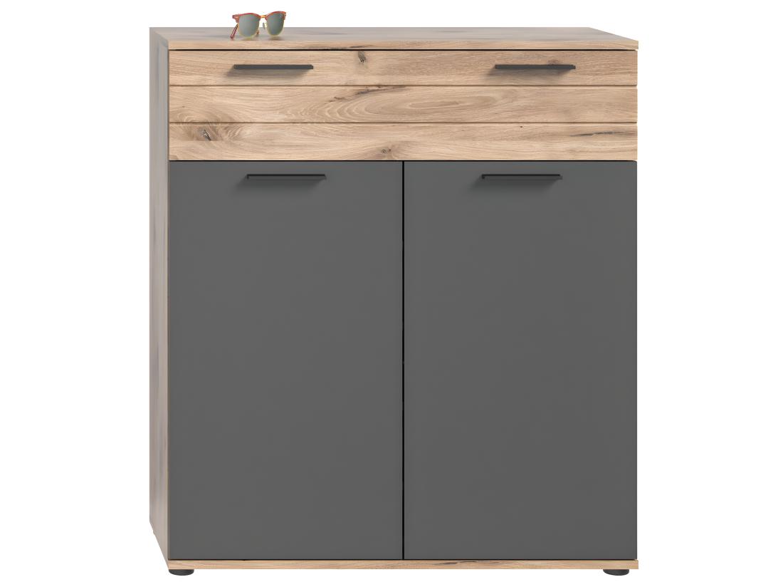 vente unique Mason meuble à chaussures 2 portes 1 tiroir chêne décor