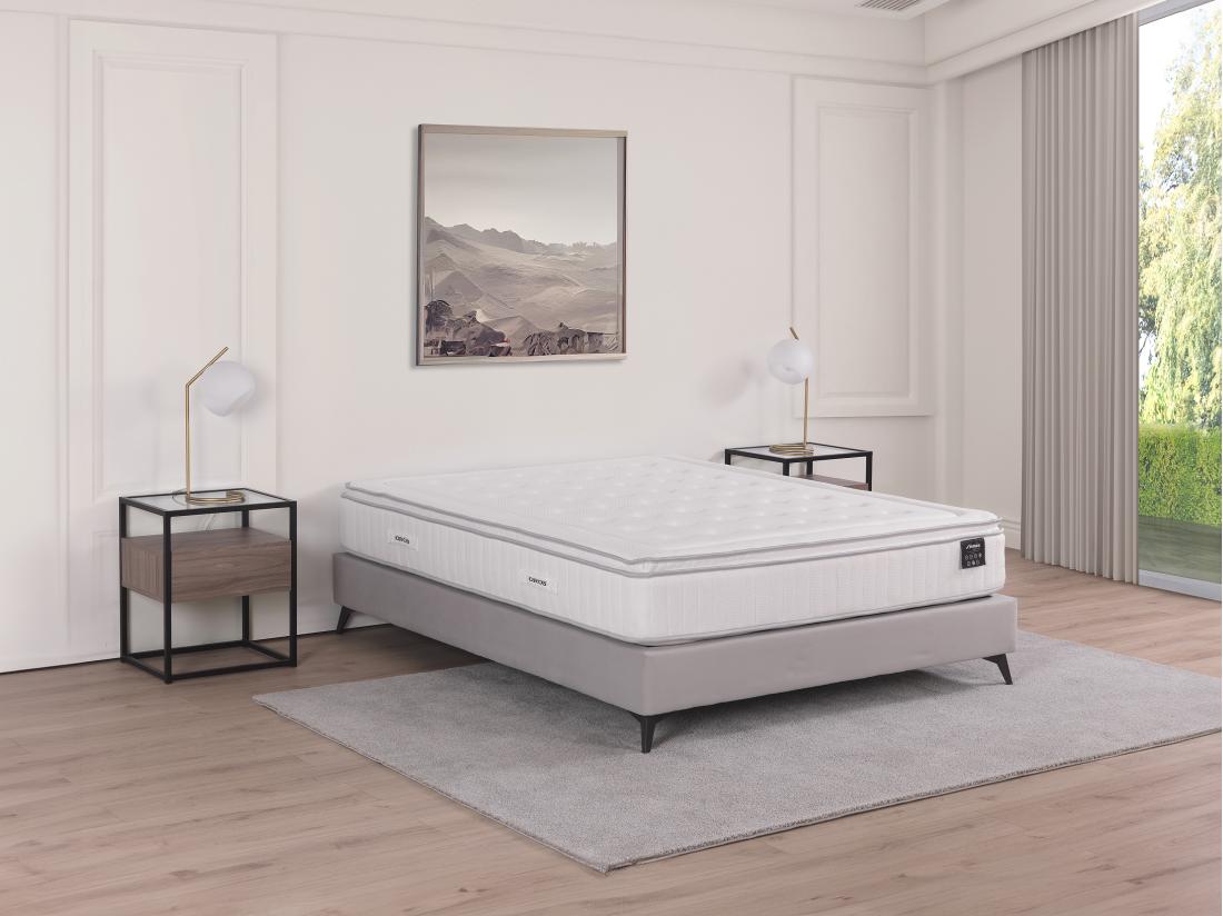 vente unique Matelas 140 x 190 cm hybride anti-feu ressorts ensachés 5 zones mémoire de forme et surmatelas intégré ép.28cm - OROS de YSMÉE HÔTEL