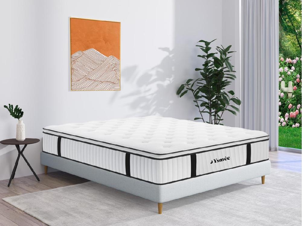 vente unique Matelas 140 x 190 cm ressorts ensachés surmatelas intégré ép.28cm - AMERICAN DREAM de YSMÉE