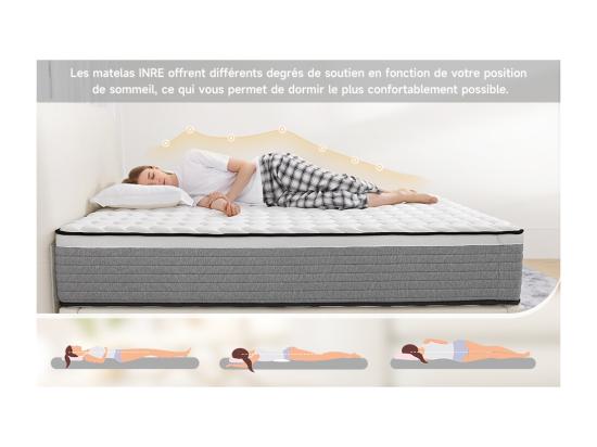 Vente Unique Matelas 140x190 Cm INRE Mousse à Mémoire De Forme épaisseur 20cm Confort Ferme Confort Optimal 7 Zones Ergonomique