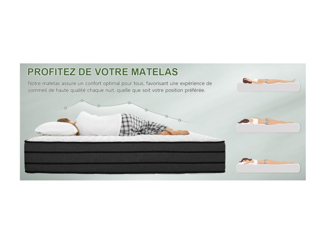 Vente Unique Matelas 140x190 Cm INRE Très épais 25 Cm Mousse Mémoire De Forme Réversible Soutien Parfait Hypoallergénique