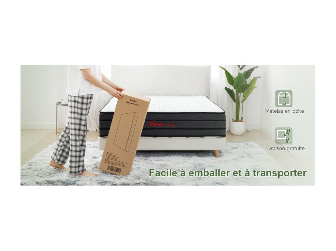 Vente Unique Matelas 140x190 Cm INRE Très épais 25 Cm Mousse Mémoire De Forme Réversible Soutien Parfait Hypoallergénique