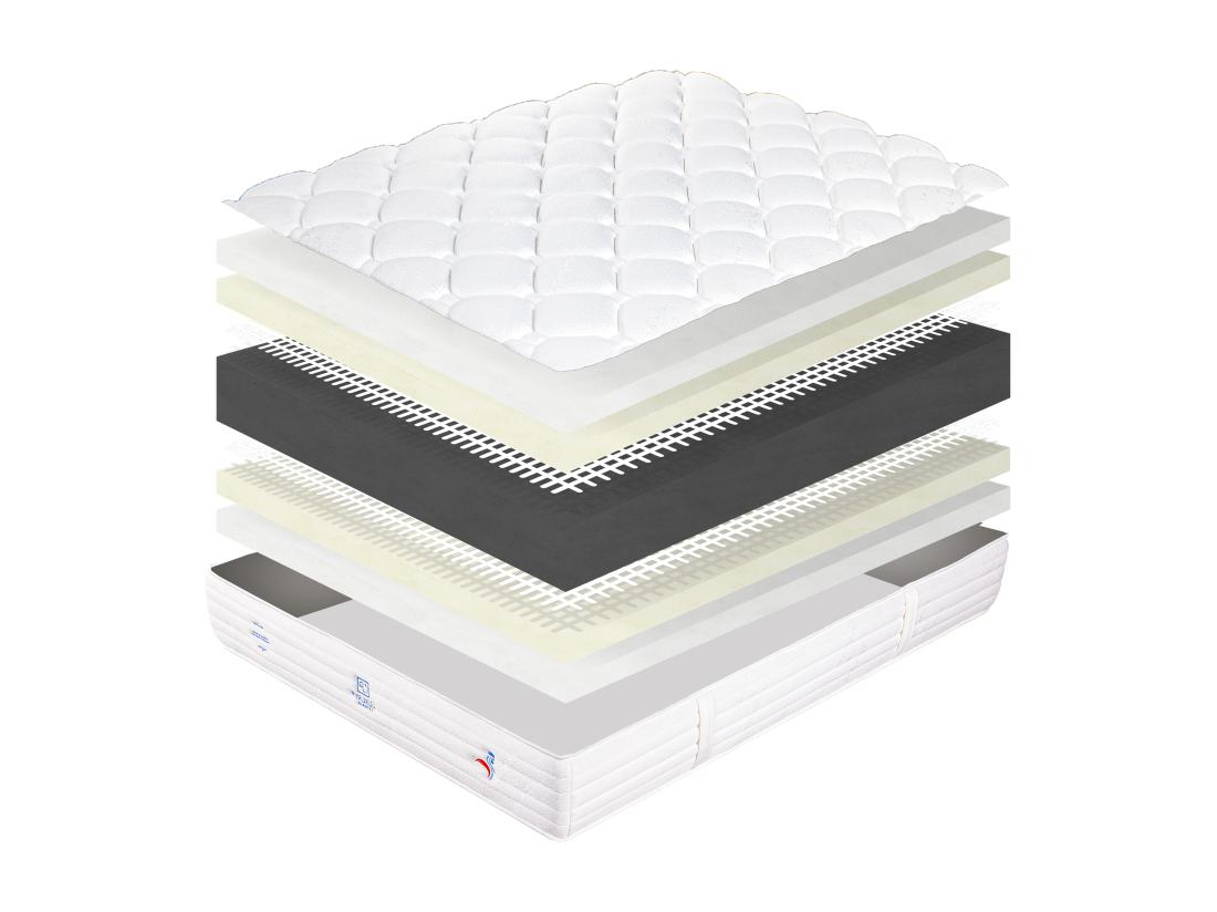 Vente Unique Matelas 140x200 Cm Patriote Mousse 27cm Soutien Ferme + 2 Oreillers + Couettes
