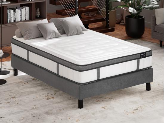 vente unique Matelas 160 x 200 cm hybride ressorts ensachés 7 zones et mémoire de forme ép.30cm - OLIANE de YSMÉE