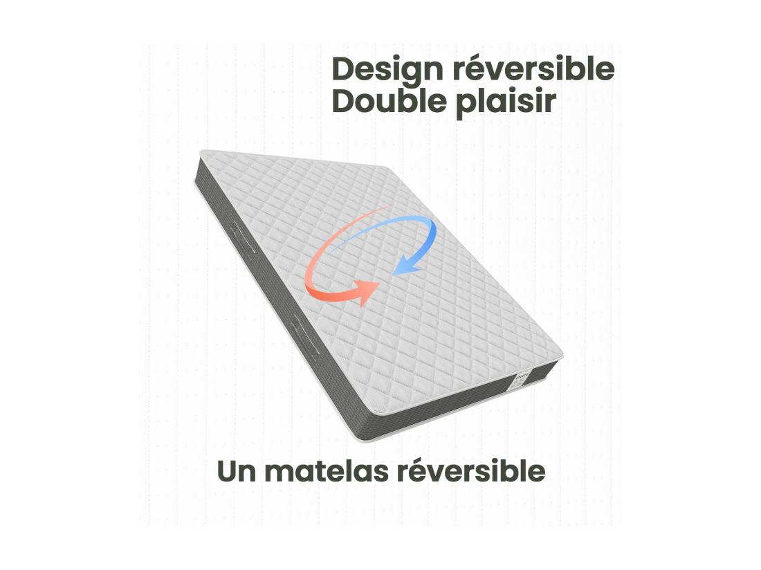 Vente Unique Matelas 160x200 Cm INRE - 25 Cm Réversible Mémoire De Forme 7 Zones Ergonomiques Soutien Ferme Tissu Respirant Et Durable