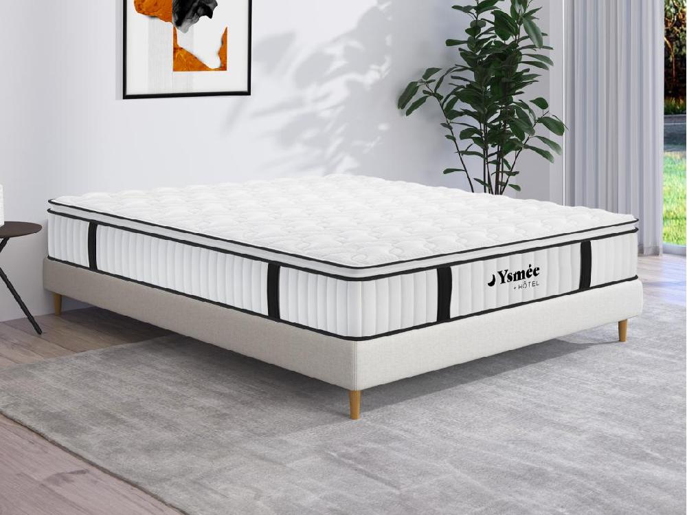 vente unique Matelas 180 x 200 cm anti-feu ressorts ensachés et surmatelas intégré ép.28cm - DELICE de YSMÉE HÔTEL