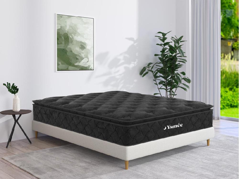 Vente Unique Matelas 180 X 200 Cm Ressorts Ensachés Surmatelas Intégré ép.28cm - BLACK DREAM De YSMÉE