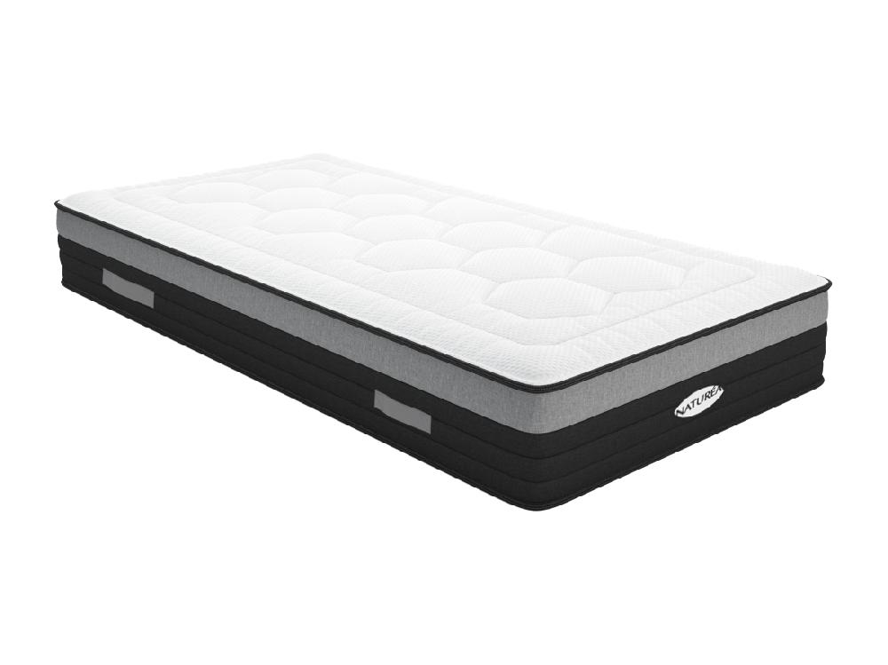 Vente Unique Matelas 90 X 200 Cm Hybride Ressorts Ensachés 7 Zones Et Mémoire De Forme ép.25cm - AMARANTE De NATUREA