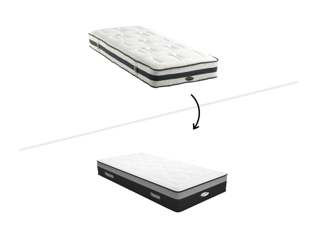 Vente Unique Matelas 90 X 200 Cm Hybride Ressorts Ensachés 7 Zones Et Mémoire De Forme ép.25cm - AMARANTE De NATUREA