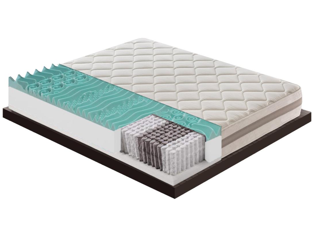 Vente Unique Matelas 900 Ressorts Ensachés Et Mousse Mémoire 9 Zones De Confort Hauteur 22 Cm 140x190 Cm