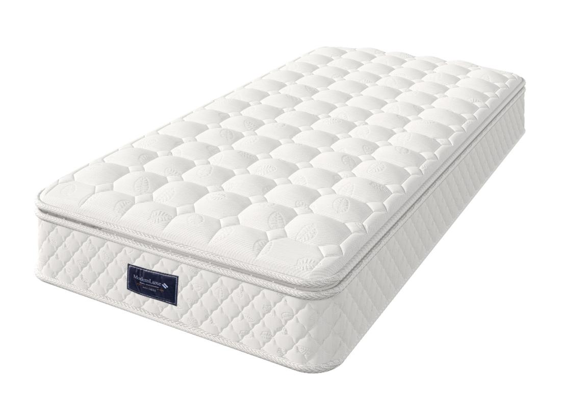 Vente Unique Matelas à Ressorts 90x200 Cm Mousse ép.25 Cm - Dureté H3 - Housse Matelassée En Microfibre - Blanc