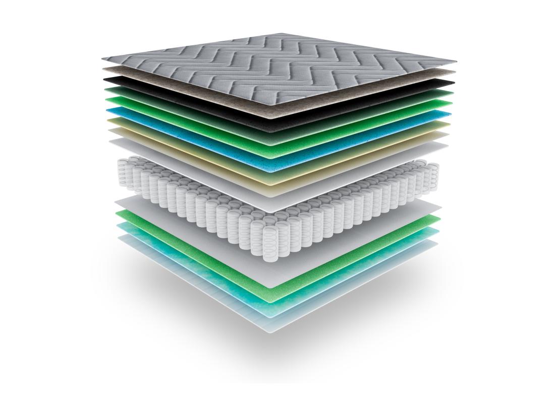 vente unique Matelas Wooly Level 160x200 cm - Hybride - 30 CM - Ressorts ensachés - Thermorégulant - Mousse en mémoire de Gel rafraîchissant - HR - Laine - Latex