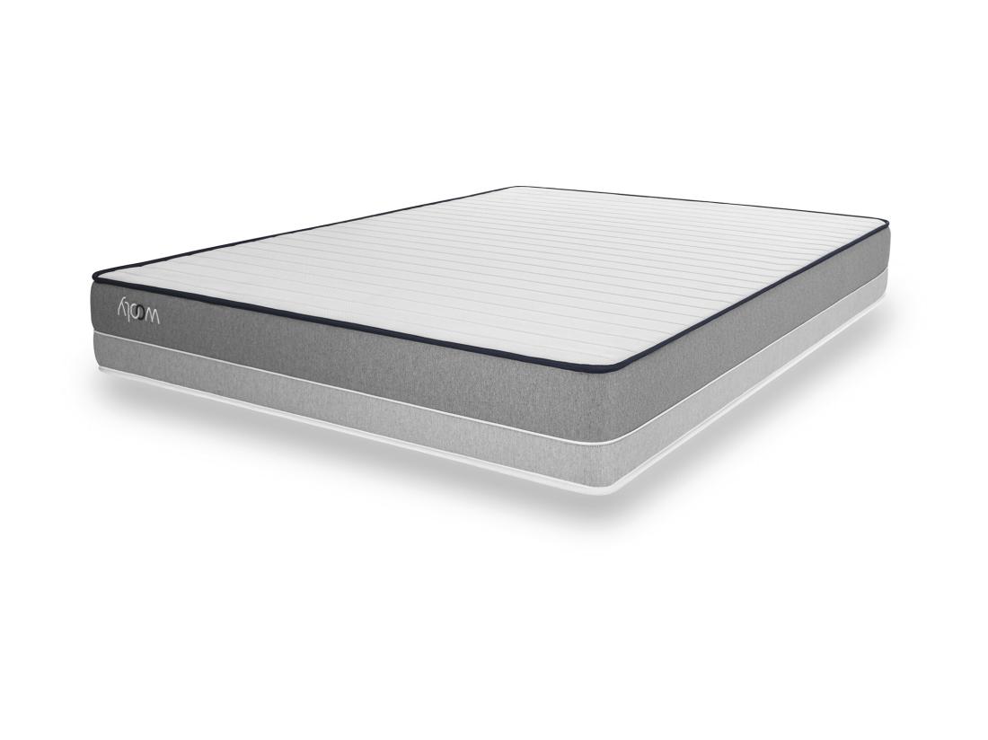 Vente Unique Matelas Wooly Original 140x200 Cm - Hybride - Ressorts Ensachés - Laine - Latex - Mousse Mémoire Adaptative - HR - Confort Mi-Ferme 7 Zones - 24 Cm