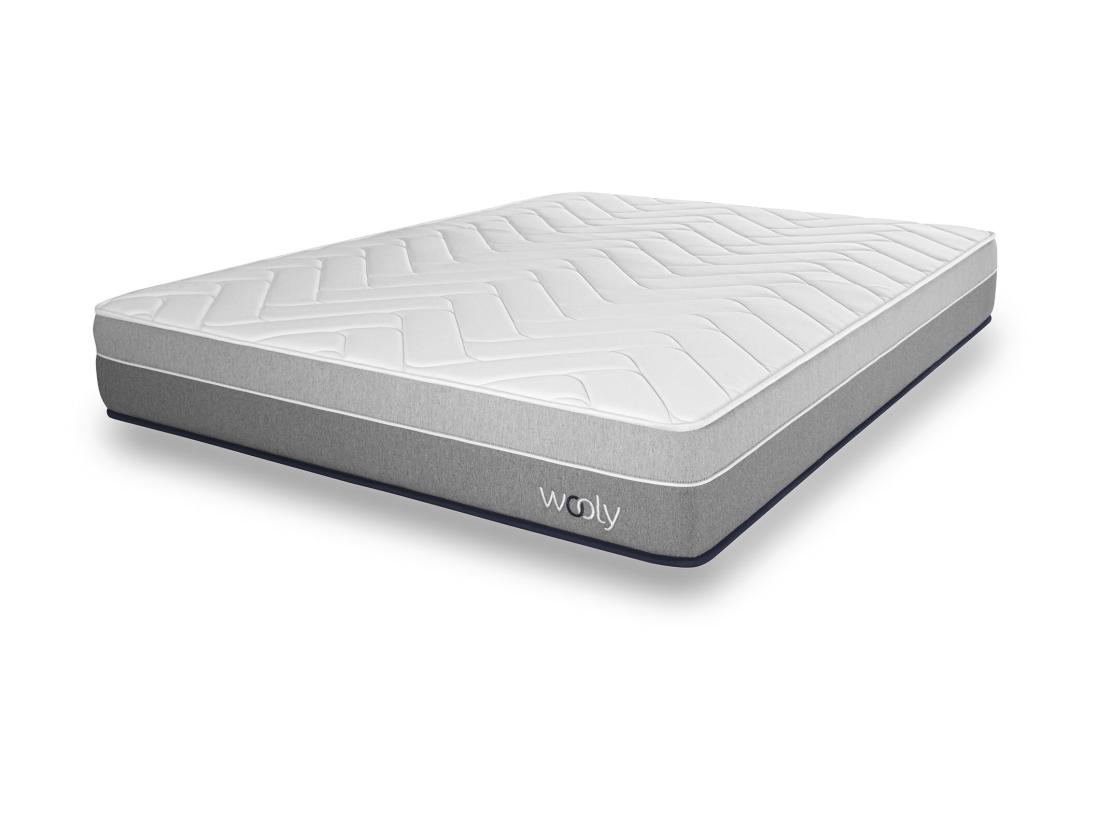 Vente Unique Matelas Wooly Original L 180x200 Cm - 24 Cm - 12 Couches Confort - Mousse Mémoire Carbone - Laine - Latex-HR - 7 Zones - Ferme - Sommeil Réparateur