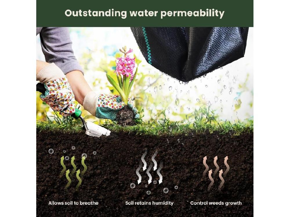 Vente Unique Membrane De Contrôle Des Mauvaises Herbes 4mx25m - Toile De Paillage Pour Serre - Couvre-sol Désherbant - Anti UV Perméable à L'eau