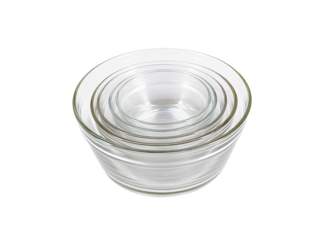 Vente Unique Menastyl - Boite Des 5 Bols Cassis En Verre Sodocalcique Avec Couvercle Gris