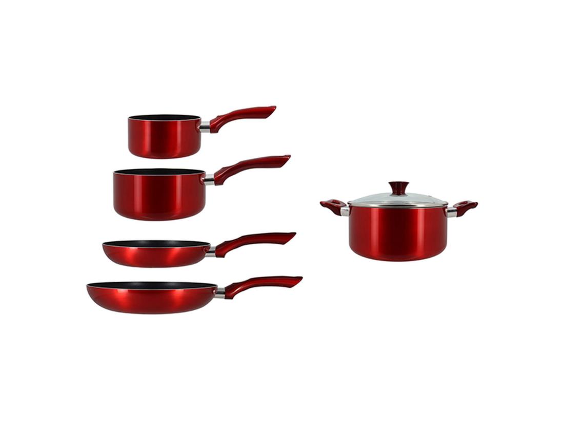 Vente Unique Menastyl - Set 6 Pieces Cerise Casserole Poele Faitout Induction En Aluminium