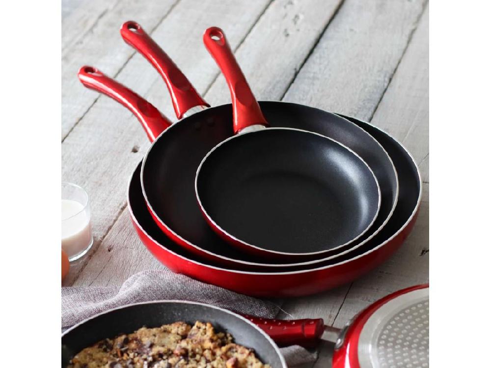 vente unique Menastyl - Set 7 Pieces Cerise Casserole Poele Wok En Aluminium Induction
