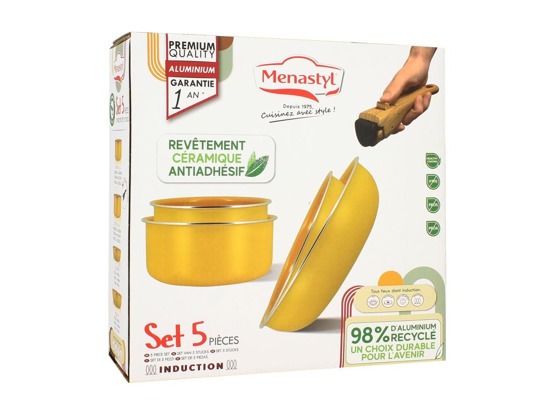 Vente Unique Menastyl - Set De 5 Pieces Cuisson En Aluminium Recycle Safran